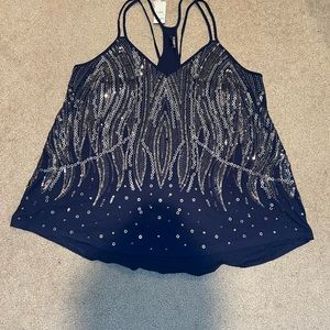 Navy blue sequined tank size L